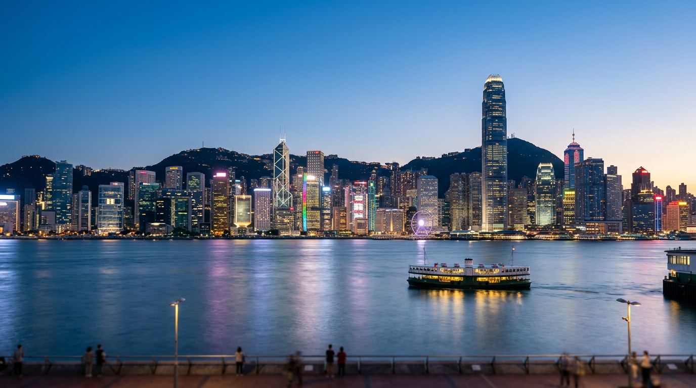 Hong Kong Victoria Harbour at dusk